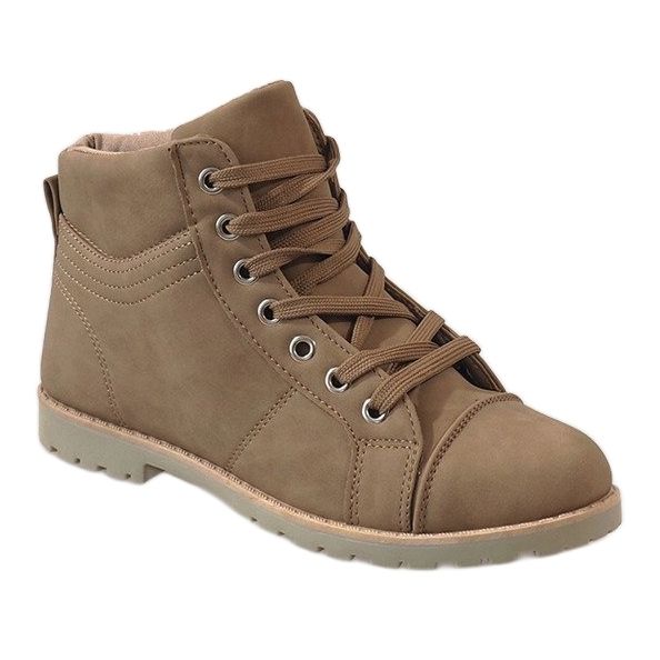 Stivali stringati color kaki BK-77 beige 1