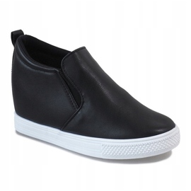 Sneakers nere sulla zeppa DD384-4 nero 1