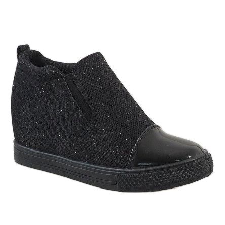 Sneakers nere sulla zeppa DD410-1 nero 1