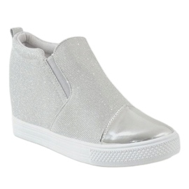 Sneakers argento sulla zeppa DD410-2 grigio 1