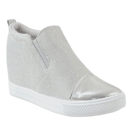 Sneakers argento sulla zeppa DD410-2 grigio 1