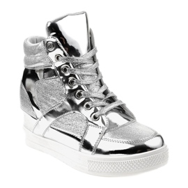 Sneakers traforate laccate argento L641-3 grigio 1