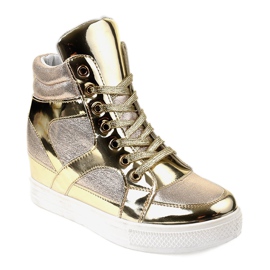 Sneakers traforate laccate dorate L641-2 d'oro 1