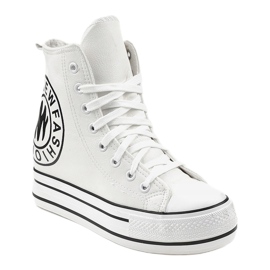 Sneakers bianche con zeppa W09 bianco 1