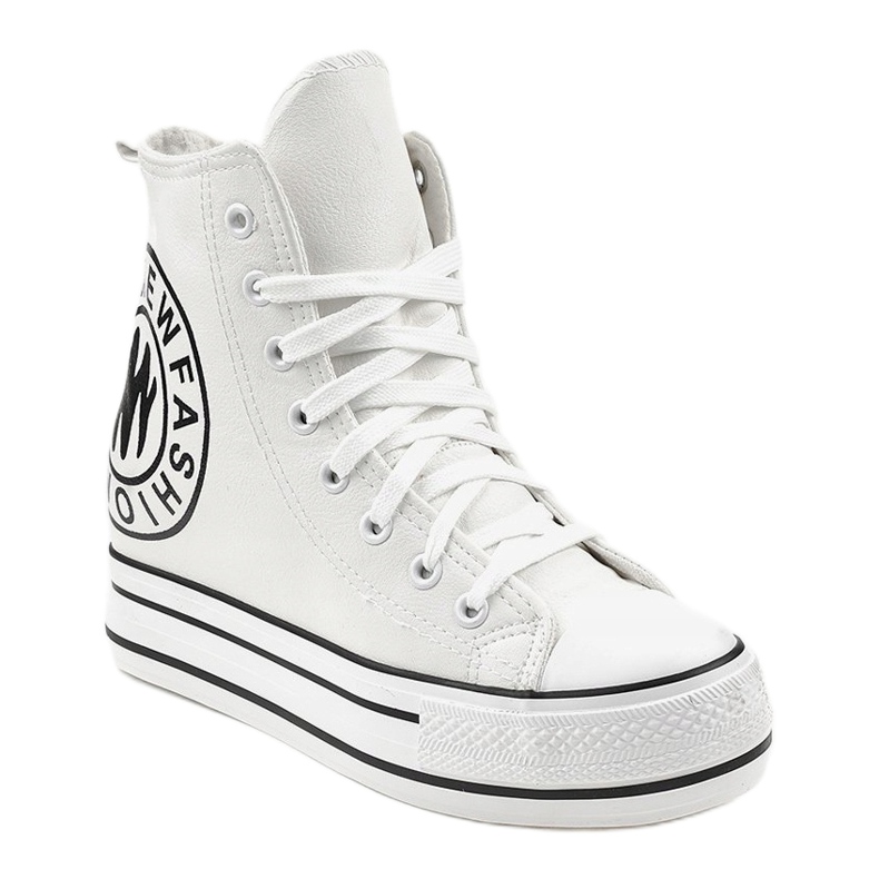 Sneakers bianche con zeppa W09 bianco 1