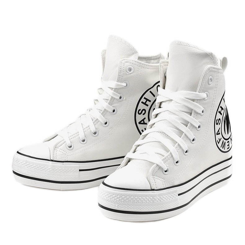 Sneakers bianche con zeppa W09 bianca 2