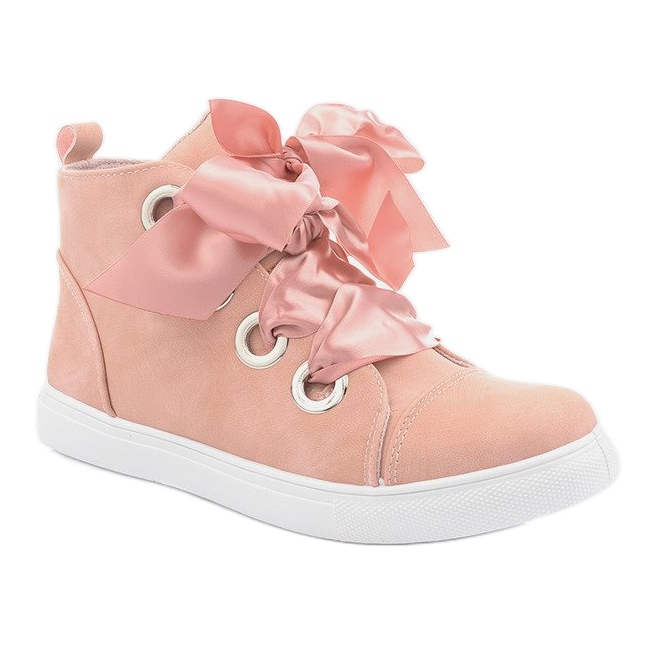 Stivaletti in camoscio con fiocchi TL0147 Rosa 1