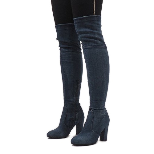 Stivali blu in denim effetto consumato BH71-HB 1