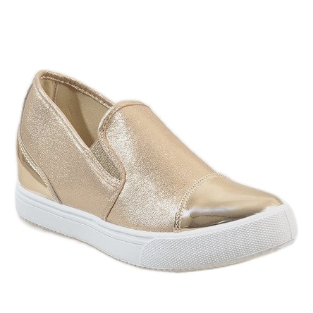 Sneakers dorate sulla zeppa DD436-8 d'oro 1