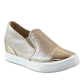 Sneakers con zeppa dorata DD439-82 d'oro 1