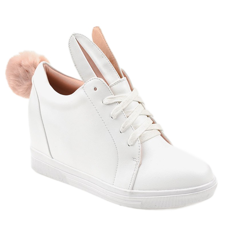 Sneakers bianche sui coniglietti con zeppa H6210A-9 bianca 1