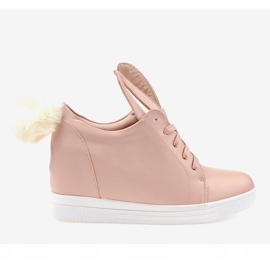 Sneakers rosa sui coniglietti con zeppa H6210-11 2