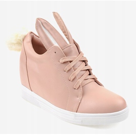Sneakers rosa sui coniglietti con zeppa H6210-11 1