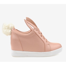 Sneakers rosa sui coniglietti con zeppa H6211-11 2