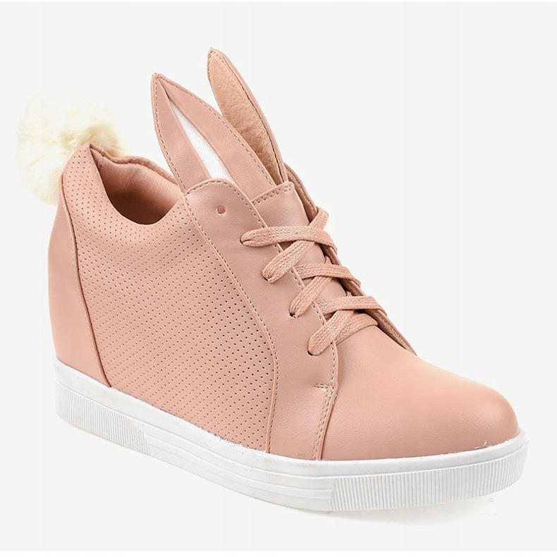 Sneakers rosa sui coniglietti con zeppa H6211-11 1