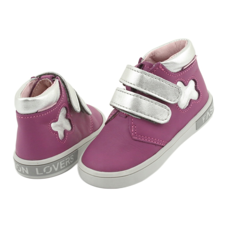 Stivaletti con velcro Mazurek rosa grigio 4