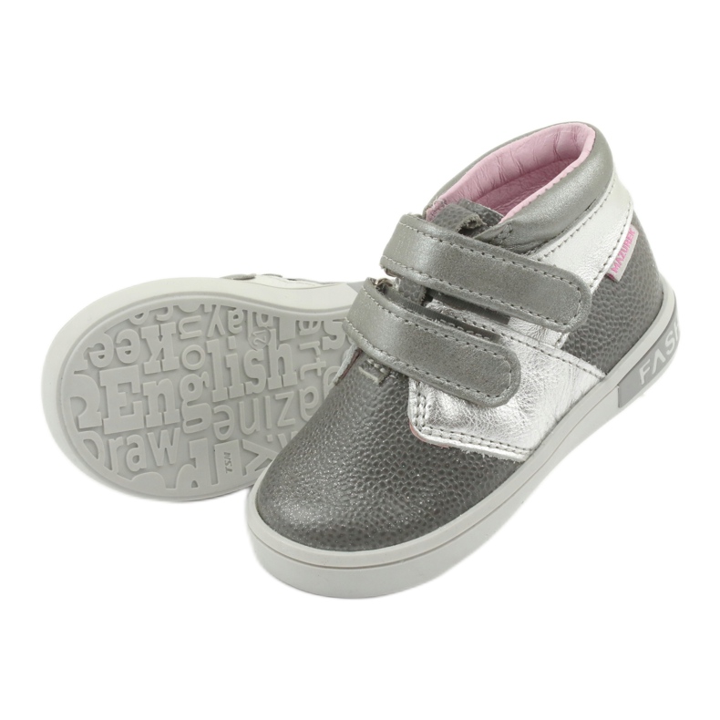 Scarpe in velcro in pelle Mazurek 1355 grigio/argento 5