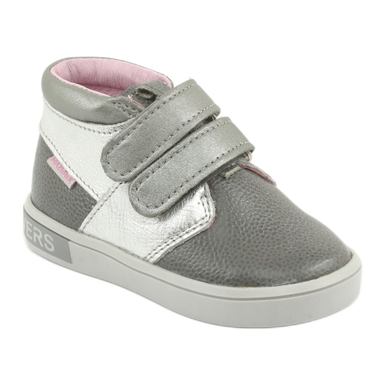 Scarpe in velcro in pelle Mazurek 1355 grigio/argento 1