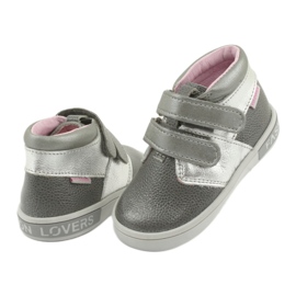 Scarpe in velcro in pelle Mazurek 1355 grigio/argento 4