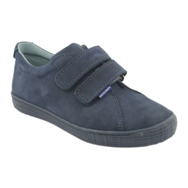 Scarpe per ragazzi in pelle Mazurek per velcro 268 blu navy 1