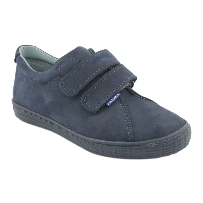 Scarpe per ragazzi in pelle Mazurek per velcro 268 blu navy 1