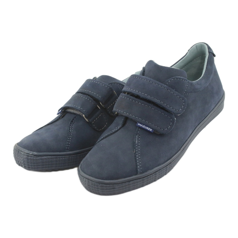 Scarpe per ragazzi in pelle Mazurek per velcro 268 blu navy 3
