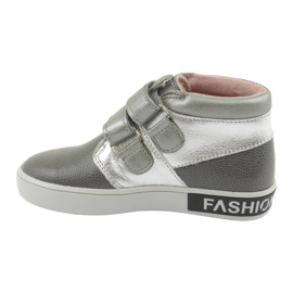 Mazurek Scarpe per bambini in pelle per velcro 1356 grigio/argento 2