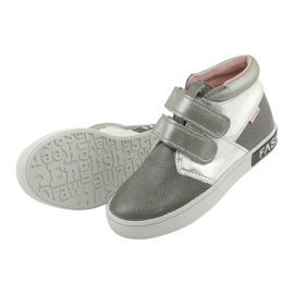 Mazurek Scarpe per bambini in pelle per velcro 1356 grigio/argento 5