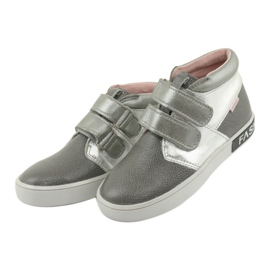 Mazurek Scarpe per bambini in pelle per velcro 1356 grigio/argento 3