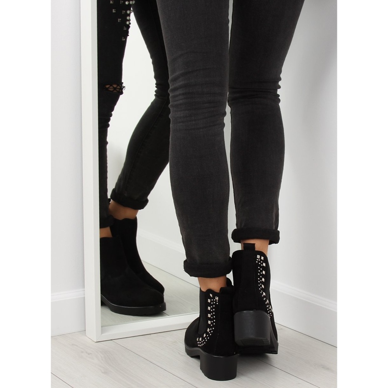 Stivaletti Chelsea neri con borchie Z175 Black nero 1