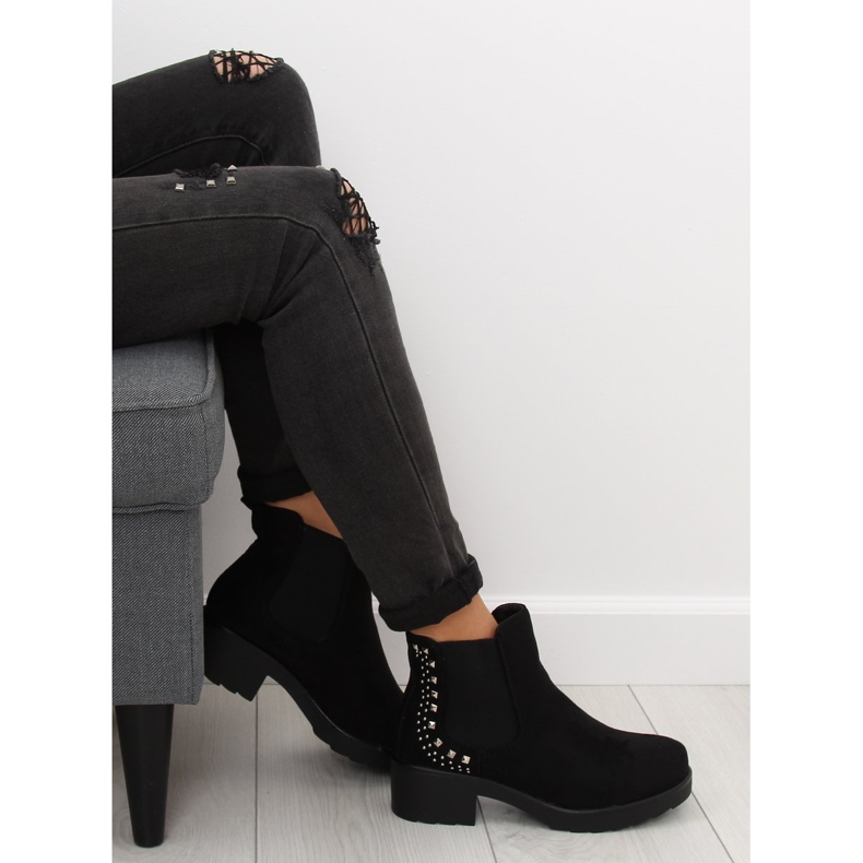 Stivaletti Chelsea neri con borchie Z175 Black nero 2