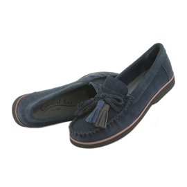Filippo Mocassini In Pelle Con Frange blu navy 5