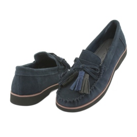 Filippo Mocassini In Pelle Con Frange blu navy 3