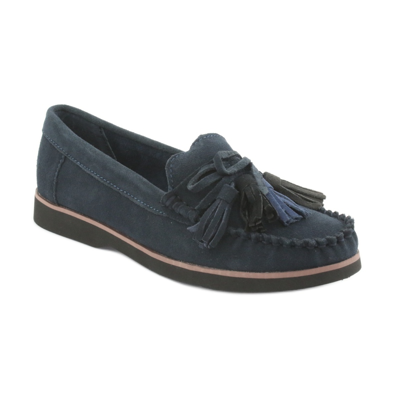 Filippo Mocassini In Pelle Con Frange blu navy 1