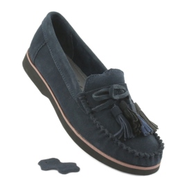 Filippo Mocassini In Pelle Con Frange blu navy 6