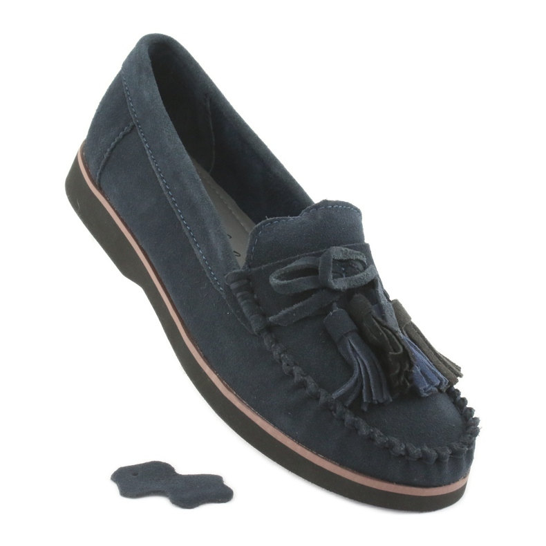 Filippo Mocassini In Pelle Con Frange blu navy 6