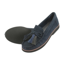 Filippo Mocassini In Pelle Con Frange blu navy 4