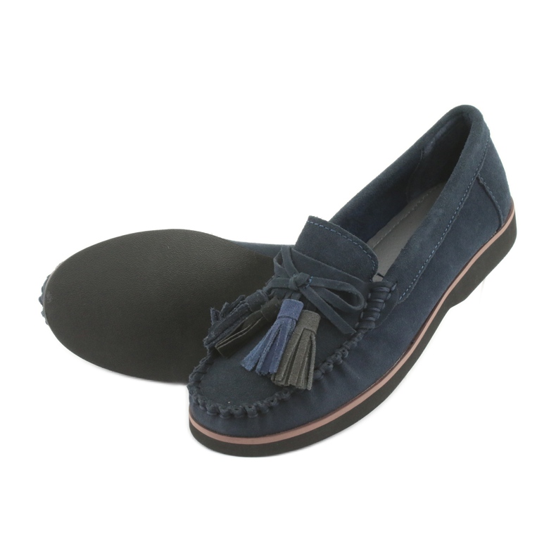 Filippo Mocassini In Pelle Con Frange blu navy 4
