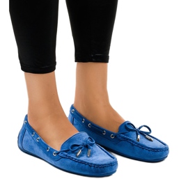 Mocassini blu ballerine con fiocco F03-3 1