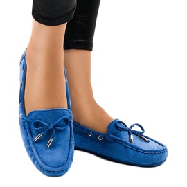 Mocassini blu ballerine con fiocco F03-3 2