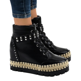 Stivaletti trapper da donna neri AJ-547 nero 1