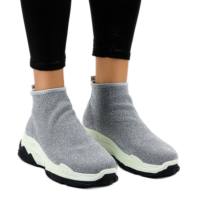 Scarpe sportive grigie con elastico LA33P grigio 1