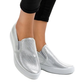 Sneakers con zeppa argento DD466-2 grigio 1