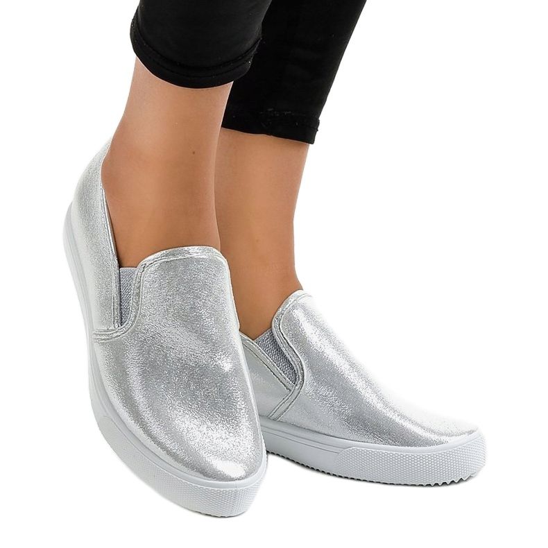Sneakers con zeppa argento DD466-2 grigio 1