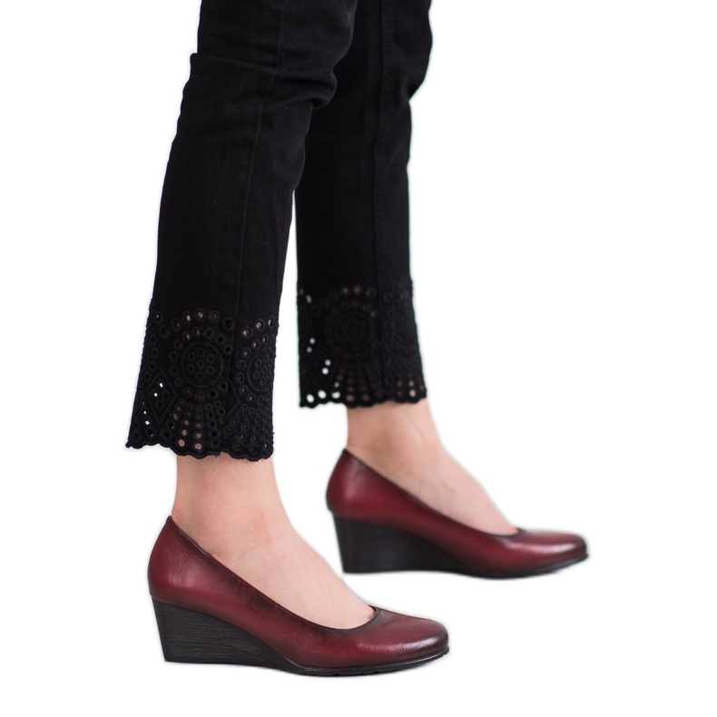 Vinceza Décolleté bordeaux su zeppa rosso 1