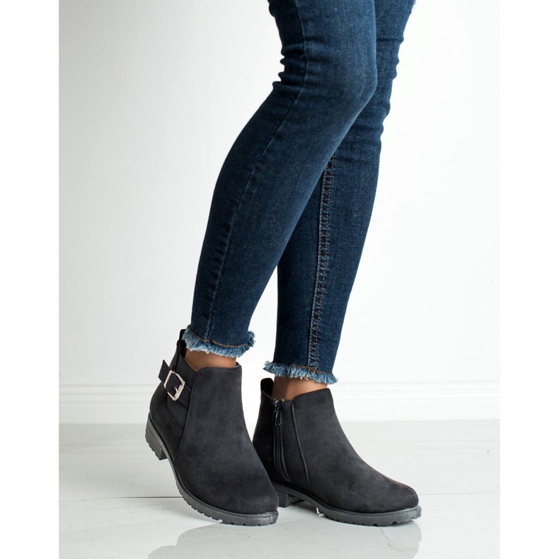 SHELOVET Stivaletti in pelle scamosciata nero 1