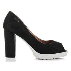 Vices Décolleté aperte in pelle scamosciata nero 1