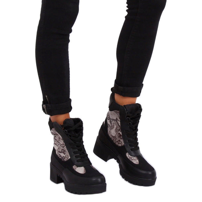 Nero Stivali neri da donna 99-58 Snake Skin 2