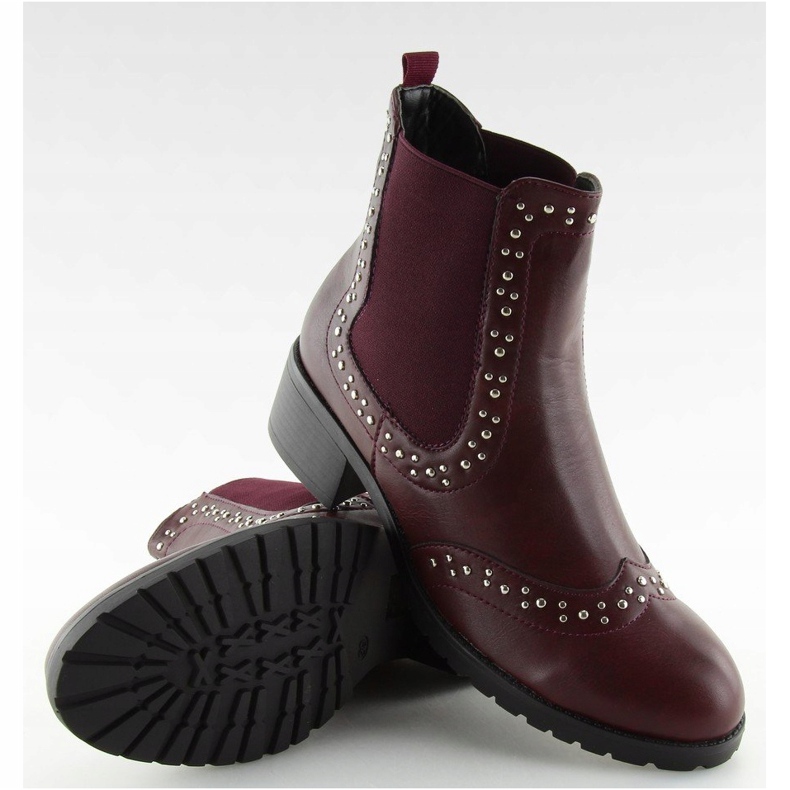 Stivali Jodhpur con borchie bordeaux FC-H63 Wine rosso 1