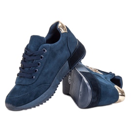 SHELOVET Sneakers in camoscio blu navy 1